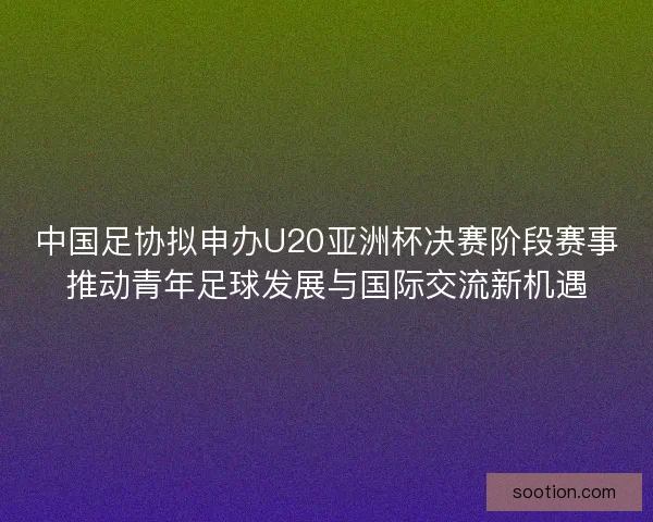 中国足协拟申办U20亚洲杯决赛阶段赛事推动青年足球发展与国际交流新机遇